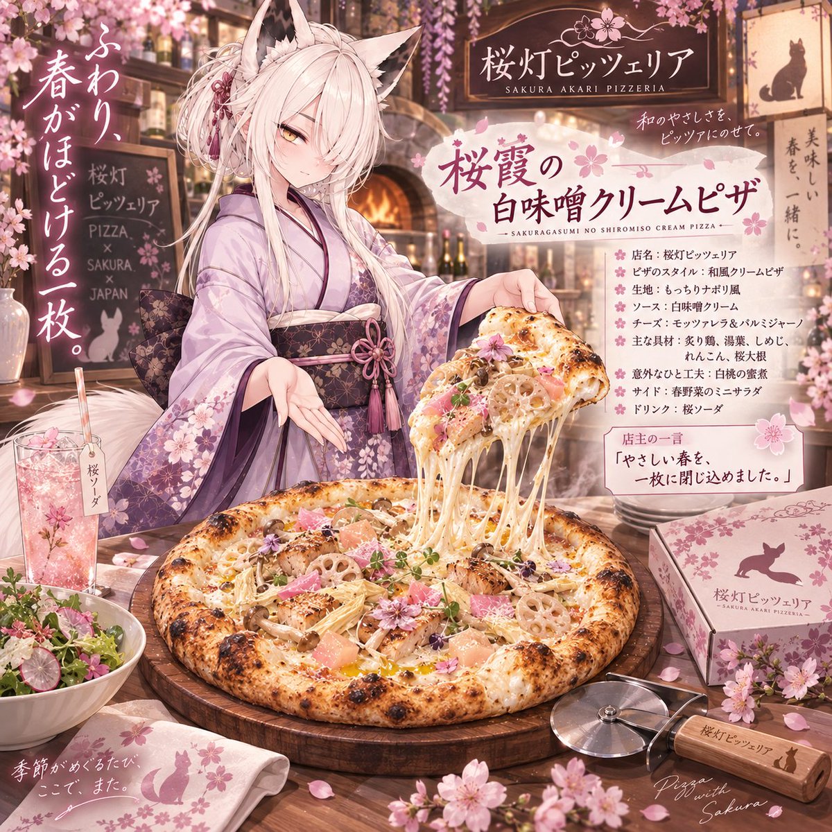 Roki_0131's tweet photo. 【プロンプト配布 第11弾】

「オリジナル創作ピザ」
が作れるプロンプト配布です！

それぞれの個性を出すために
画像添付をしていただけると
結果が更に面白くなるので、
オリキャラやご自身のお写真などの
添付をしていただけたらOKです✨

あくまでお遊び程度に考えておいて
いただけると助かります🙇‍♀️

過去の配布したポストは
全てハイライトに載せます。

①リプからプロンプトをコピーする
②AIのチャット欄に貼り付ける
③(任意)名前などの詳細を入力
④(必須)画像を添付する
⑤送信して生成開始！