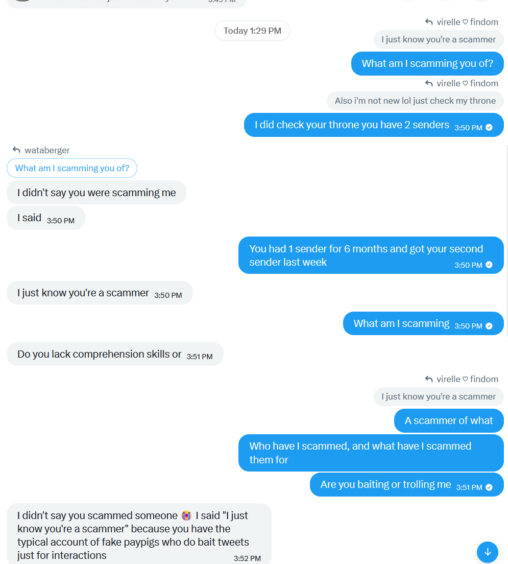 wataberger24276's tweet photo. Normalize calling dommes losers who try to scam finsubs and paypigs like me. There are plenty of real subs and real dommes, we don't need any fakes and posers here. https://t.co/D6nVnAhiUn