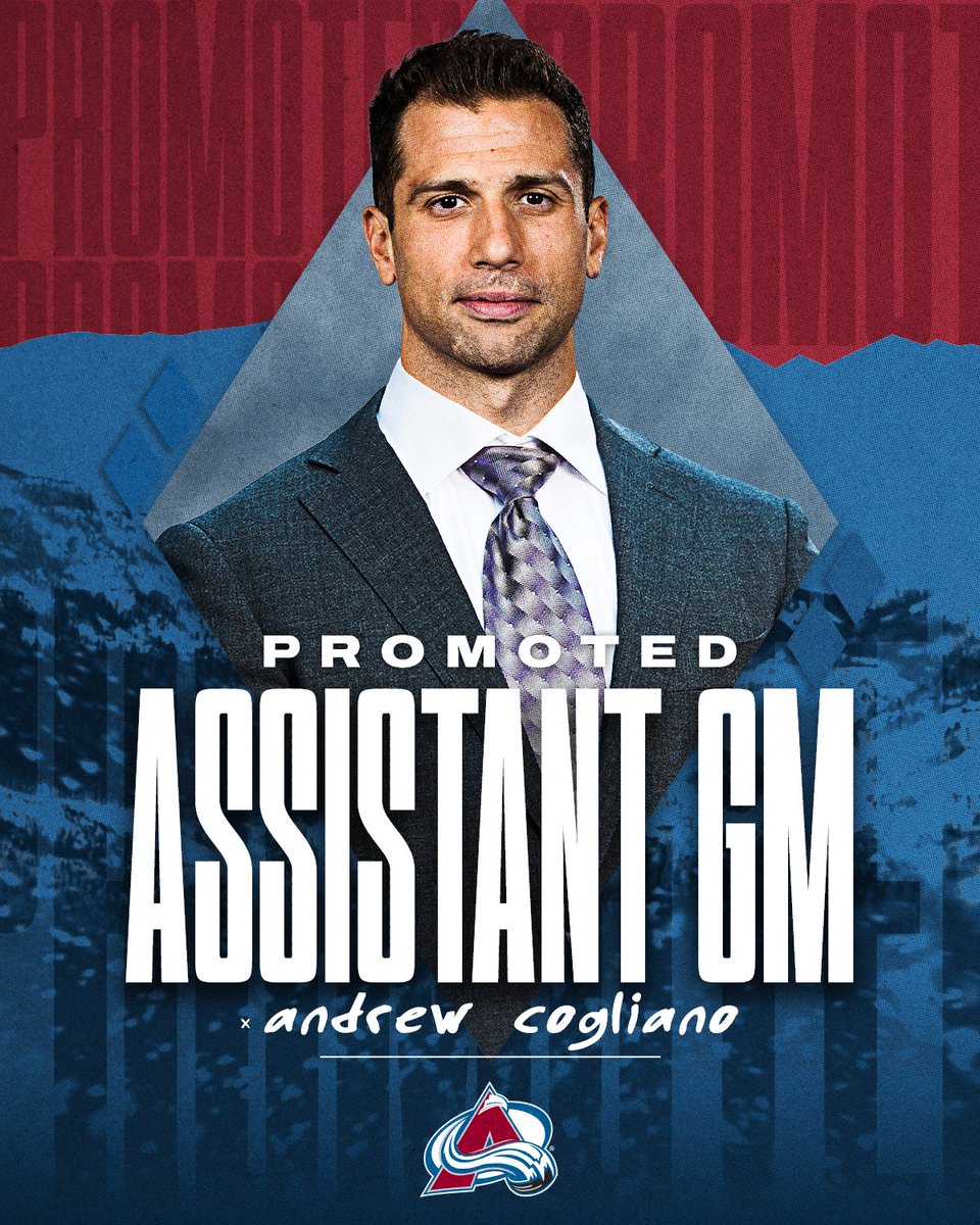 Avalanche's tweet photo. Andrew Cogliano has been named Assistant GM. 

Congratulations, Cogs! https://t.co/CND4mQ2cTF
