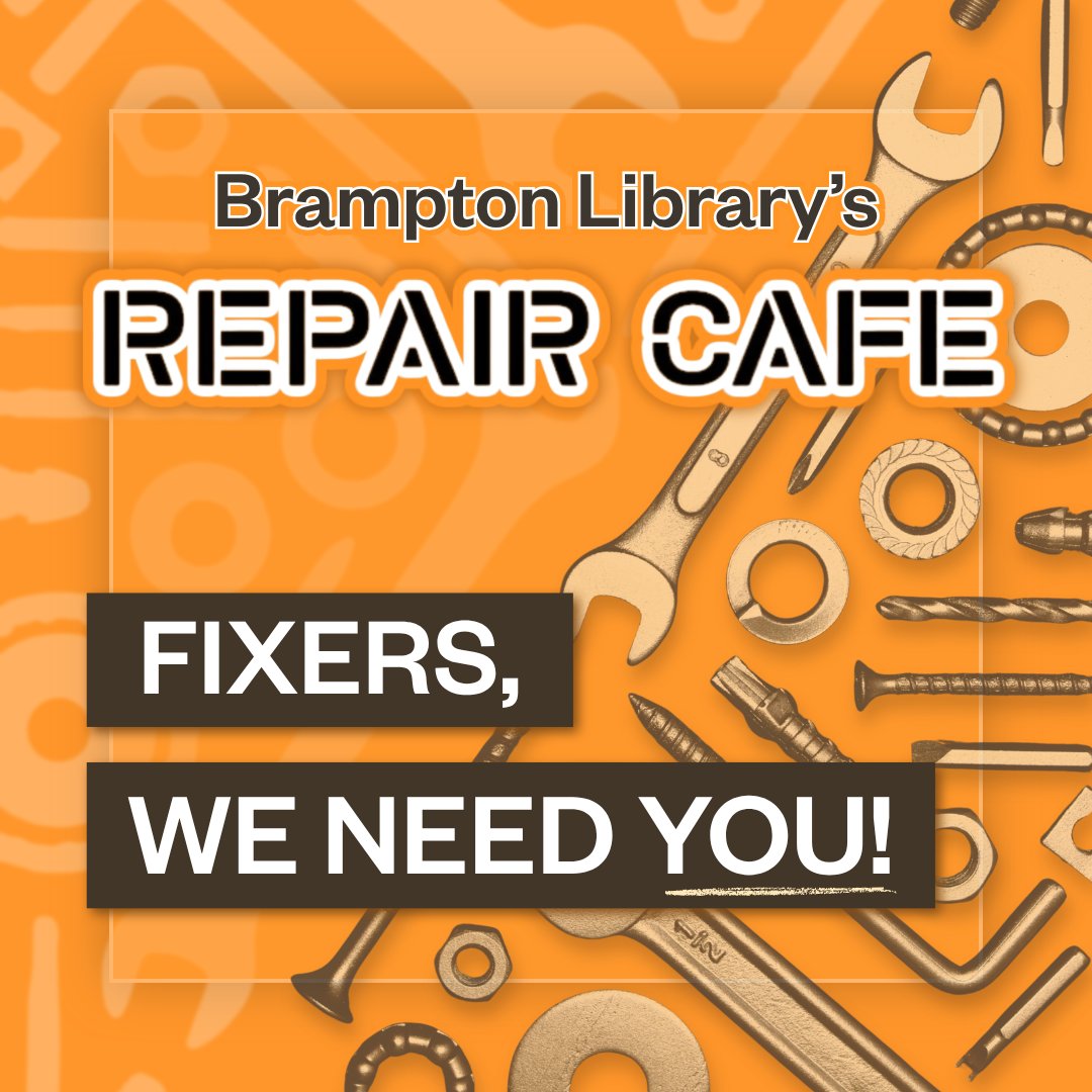 BramptonLibrary's tweet photo. When something's broken and you're like "Don't worry, I can fix it!" 😤

If this sounds like you (or someone you know), become a Fixer for our next 🛠️Repair Cafe! Happening on 📅October 24 at 📍Four Corners Branch Library.

🔗For more info and to sign up: https://t.co/mJO2koQbJy https://t.co/b9YGKKE5Op