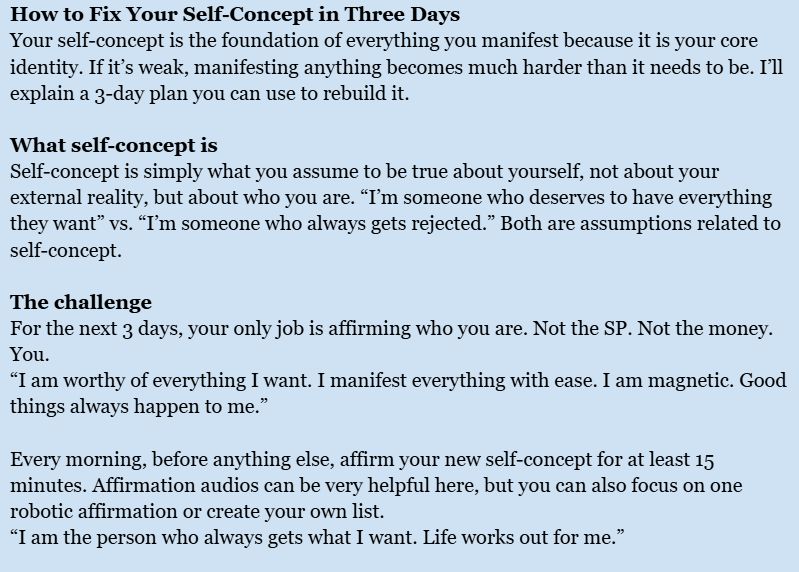 ByAveline_'s tweet photo. 💫💖 HOW TO FIX YOUR SELF-CONCEPT 💖💫

Short guide on how to fix your self-concept in 3 days and make manifestation 1000x easier. I originally planned to write this as a thread, but this topic deserves a more in-depth format and I had too much to write about. https://t.co/63fnT1YZQC