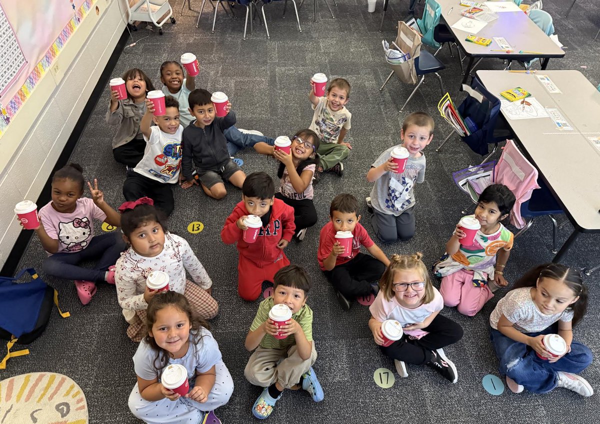 NorrisElem's tweet photo. Happy National Coffee Day! 
＊No Kindergarteners were given actual coffee during this activity! https://t.co/rECYlyoddi