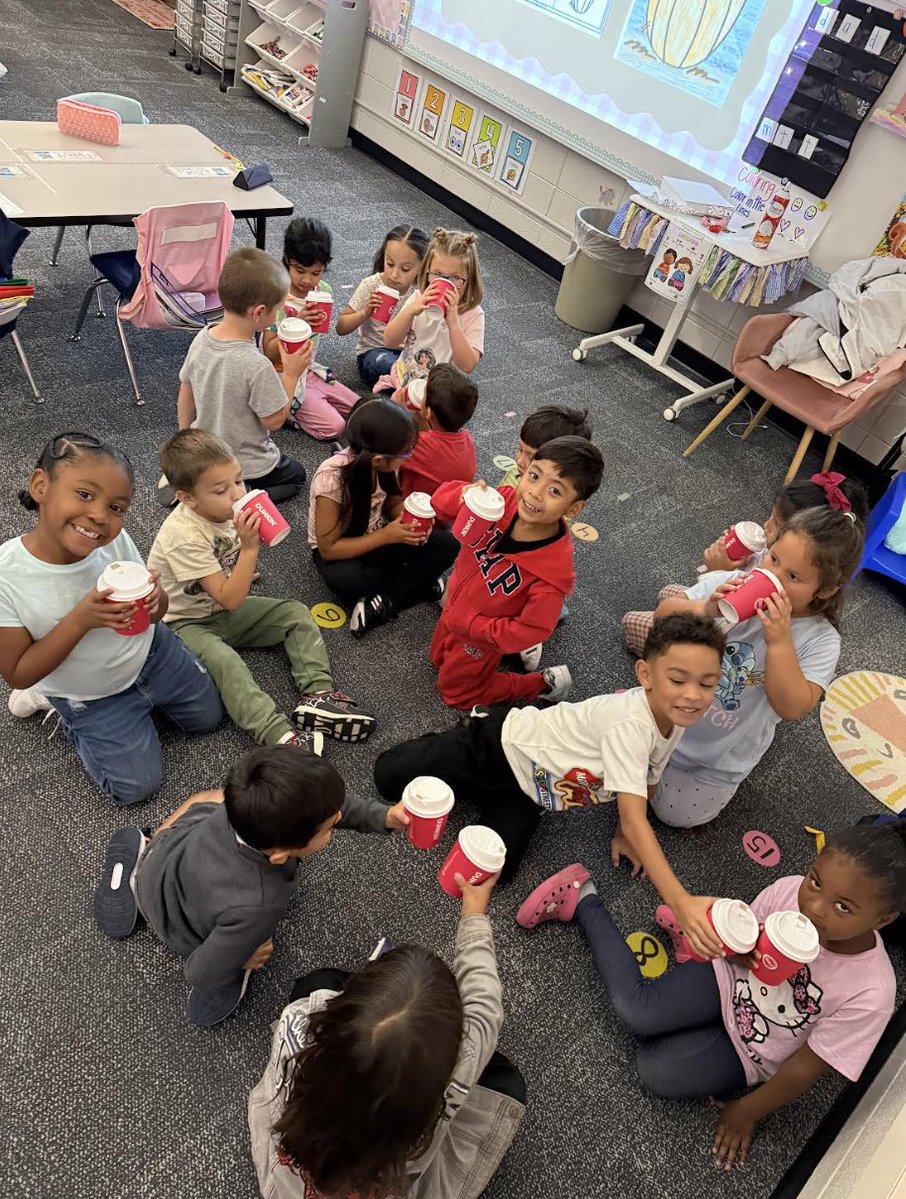 NorrisElem's tweet photo. Happy National Coffee Day! 
＊No Kindergarteners were given actual coffee during this activity! https://t.co/rECYlyoddi