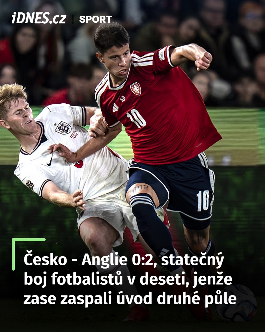 idnessport's tweet photo. Čeští fotbalisté jsou po dvou domácích zápasech v elitní úrovní Ligy národů bez bodu. 

Proti Anglii se příkladně rvali, ale chyba po minutě od zahájení druhého poločasu naděje na úspěšný výsledek zhatila. Proto Česko - Anglie 0:2. 

👉 https://t.co/x2LlYvmbqz https://t.co/VGeO9i3CCa