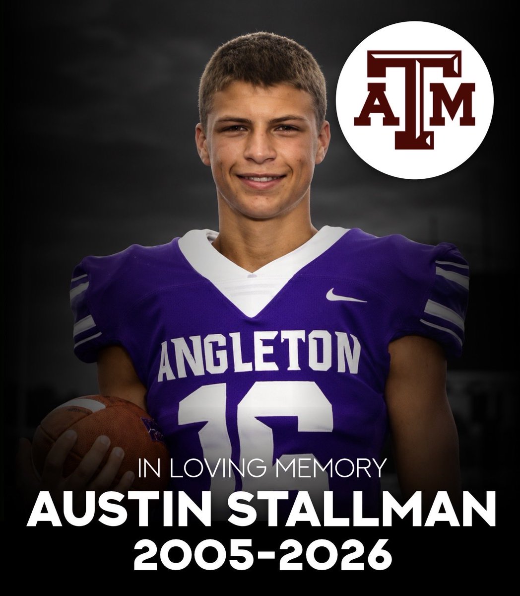 txfblife's tweet photo. We are deeply saddened to hear of the passing of former Angleton football player Austin Stallman

Austin, a senior at Texas A&M and the son of Brazoria County Sheriff Bo Stallman, died from complications of heatstroke suffered during a tryout for a Navy SEAL preparatory program in College Station

Our thoughts and prayers are with his family, friends, former teammates, coaches, and everyone who knew him