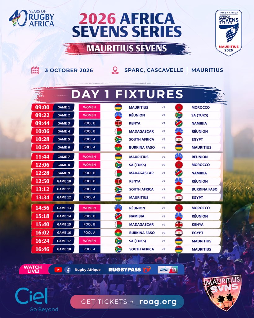 Image for the Tweet beginning: 🇲🇺🔥 DAY ONE FIXTURES FOR