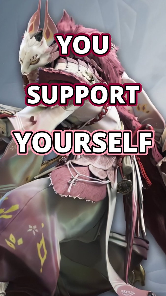 A stylized illustration of a fox-like character with pink fur and an ornate outfit, overlaid with the text "YOU SUPPORT YOURSELF" in bold white lettering.