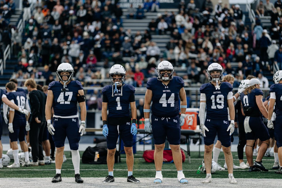 CathedralFB's tweet photo. Crusader Pride! Last Saturday former Crusader @trevorfleege_ was a game day captain for the @BethelRoyals football team! Also, not a bad tackle for a former QB 👀 

@CHSActivities 

#FightFightCrusaders💙💛🤍🏈
 #WeAreCrusaders🏈 https://t.co/ICXawNd3hZ