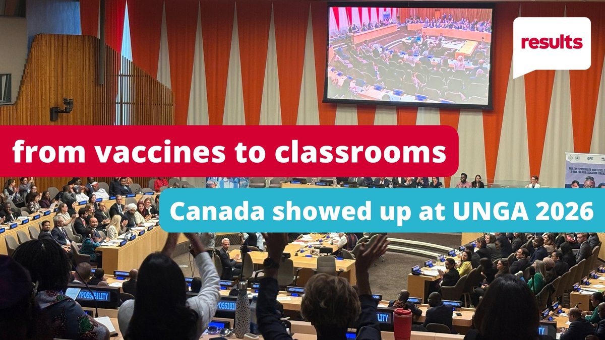 ResultsCda's tweet photo. Results Canada was in New York last week!

We went to help hold Canada accountable at the UN General Assembly.

We followed key announcements, engaged with decision-makers and partners, and connected Canada’s commitments to the advocacy happening back home.

Read the blog post linked in our bio to find out how Canada showed up at UNGA 2026! https://t.co/Ue3R5JzXv6
