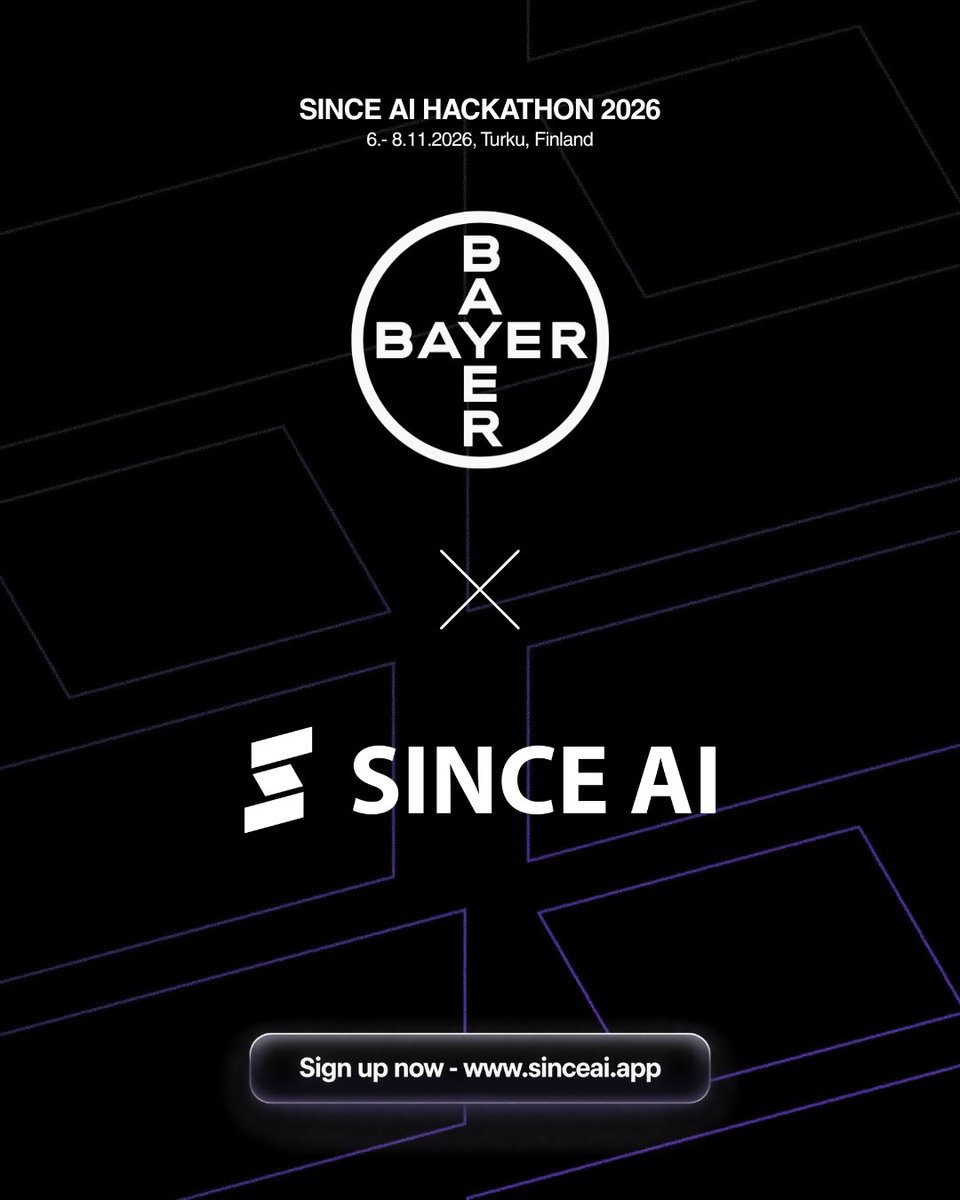 sinceaihq's tweet photo. @Bayer joins Since AI 2026 as a Challenge Partner.
Bayer works across healthcare and agriculture, with €45.6 billion in 2025 sales. Bring your ideas to Turku and build something real with AI.
6–8 Nov · €50,000 prizes
Apply: https://t.co/fZzD7GW3J2
#SinceAI #Bayer #AIHackathon