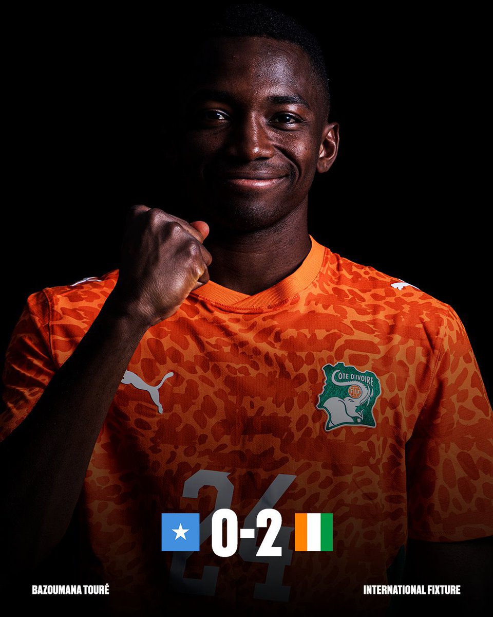 NUFC's tweet photo. Bazo Touré scored for Ivory Coast as they made it back-to-back wins in Africa Cup of Nations qualifying with a win over Somalia 🇨🇮 https://t.co/KfU4MKuazk