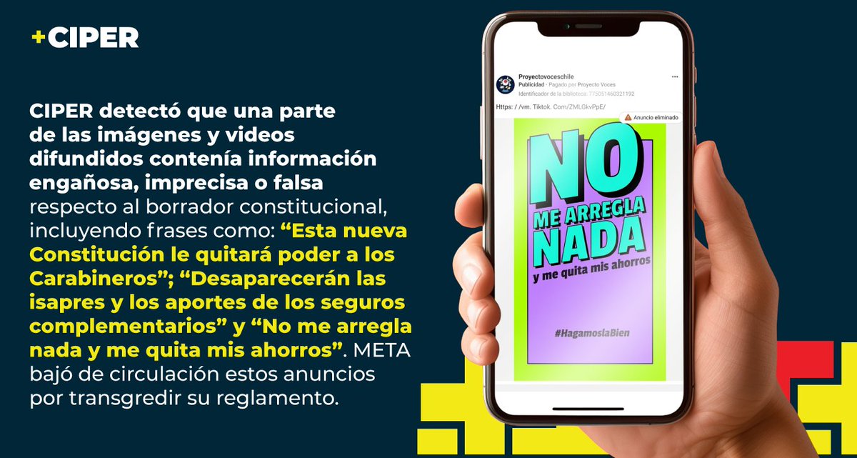 ciper's tweet photo. Andrés Joannon, uno de los estrategas de la campaña en RR. SS. del presidente Kast, fue multado por el Servel por difundir “propaganda electoral fuera de plazo” en el proceso constitucional de 2022. CIPER revisó los mensajes sancionados y detectó que existe propaganda engañosa en su contenido. Acá los detalles: