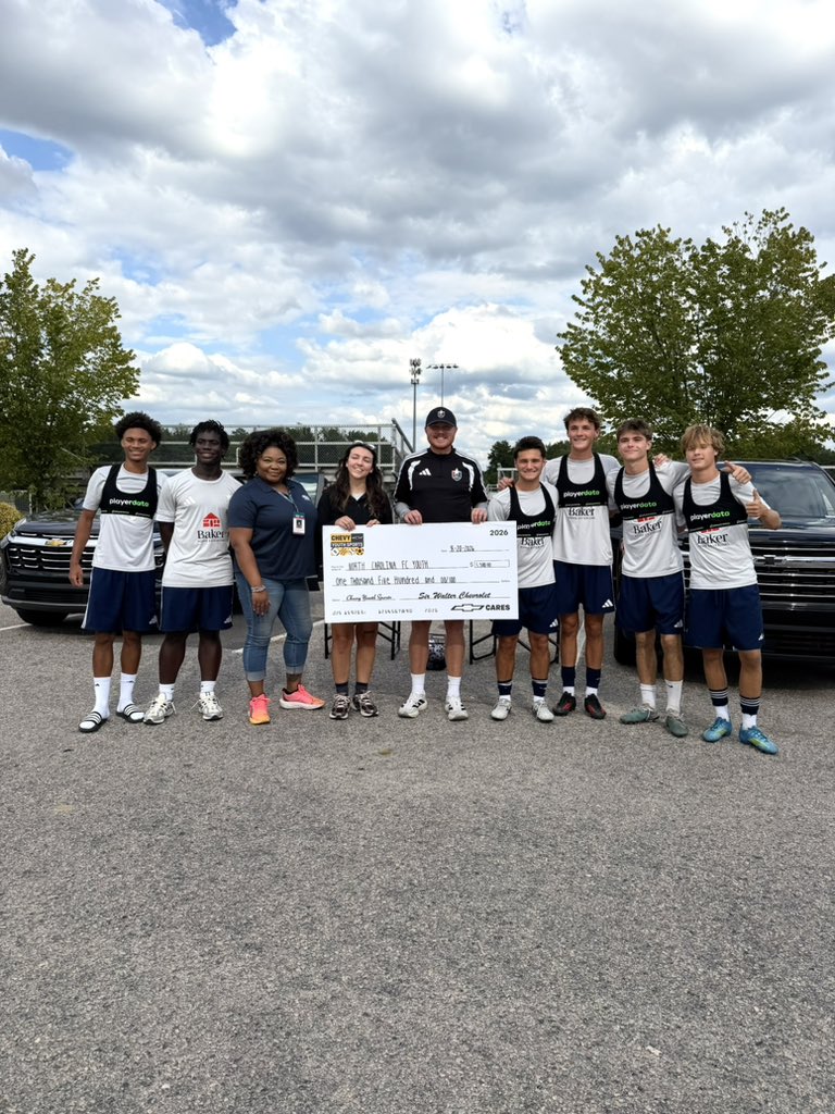NCFC_Youth's tweet photo. A big thank you to @sirwalter_chevy for supporting NCFC Youth! ⚽️

Their $1,500 sponsorship directly supports our financial aid fund, with the opportunity to earn an additional $500 by hosting a test drive fundraiser.

We’re grateful for partners who continue to invest in our players, families, and the growth of our soccer community. Thank you for being part of the NCFC Youth family!