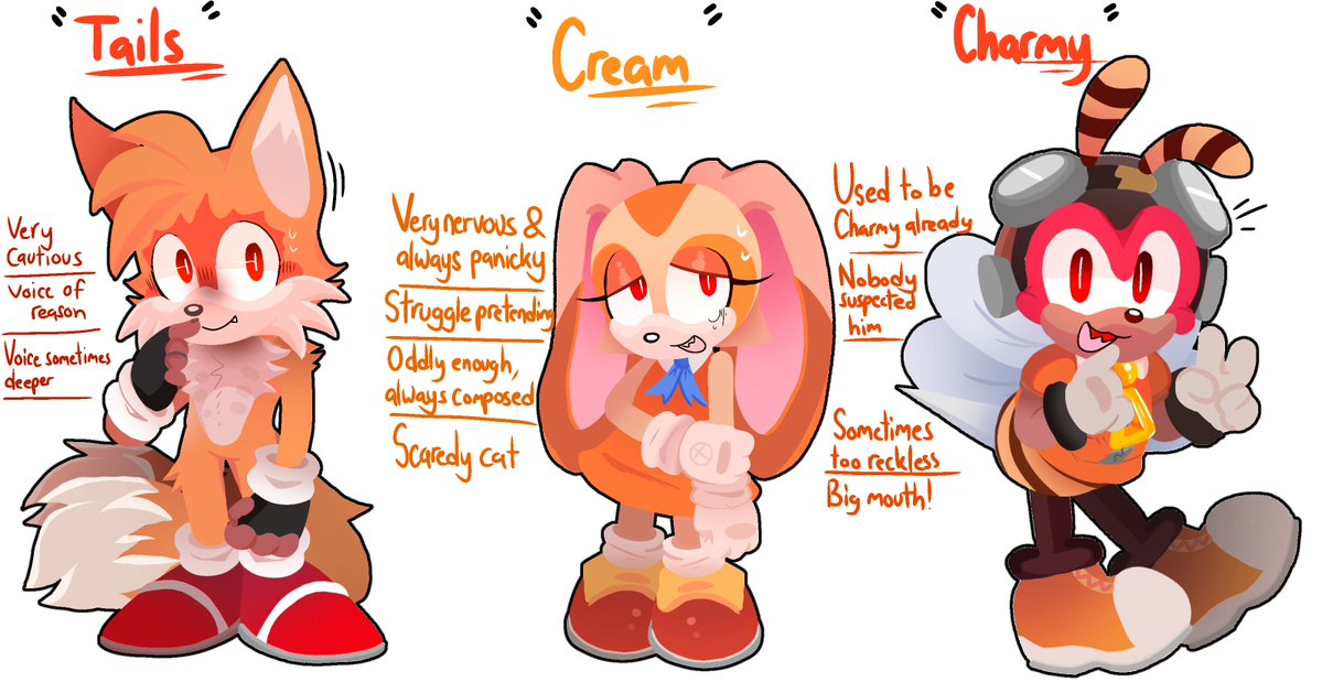 AsyaShines's tweet photo. Them mimicking! Always will ask to hang together to try and live like normal mobians.

#sonicexe #tailsthefox #creamtherabbit #charmythebee #exe #sonicthehedgehog https://t.co/1eTN2GJOyL