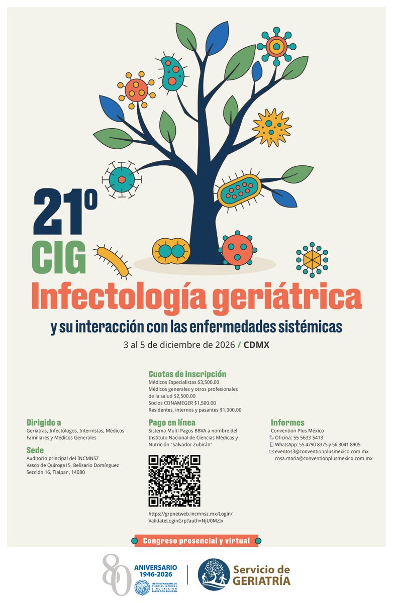 ConventionPlusM's tweet photo. Te invitamos a formar parte de este importante encuentro internacional

 🗓️3 al 5 de diciembre, 2026
📍Auditorio principal del INCMNSZ
💻Participa de forma virtual o presencial

Instructivo de registro: https://t.co/GNviH67ARI https://t.co/aPZhDCIhwj