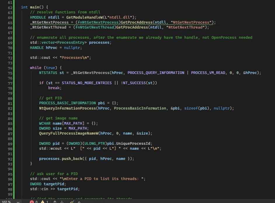 Salsa12__'s tweet photo. Getting a Process Handle Without Calling OpenProcess

New Medium post, in this one we will see how to obtain a valid process handle without ever calling OpenProcess. We will use NtGetNextProcess, that lets us get handles to the processes 

https://t.co/ezvCAuW3nT https://t.co/dwVqtDPMh4