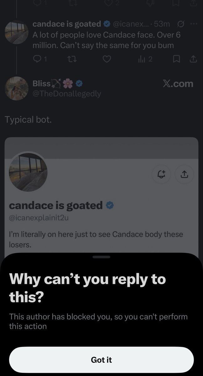 icanexplainit2u's tweet photo. @ElleRen7 I mean i got blocked and they said i was a bot and i been cussing everyone out 🤣 https://t.co/IJuCM4e9Z0