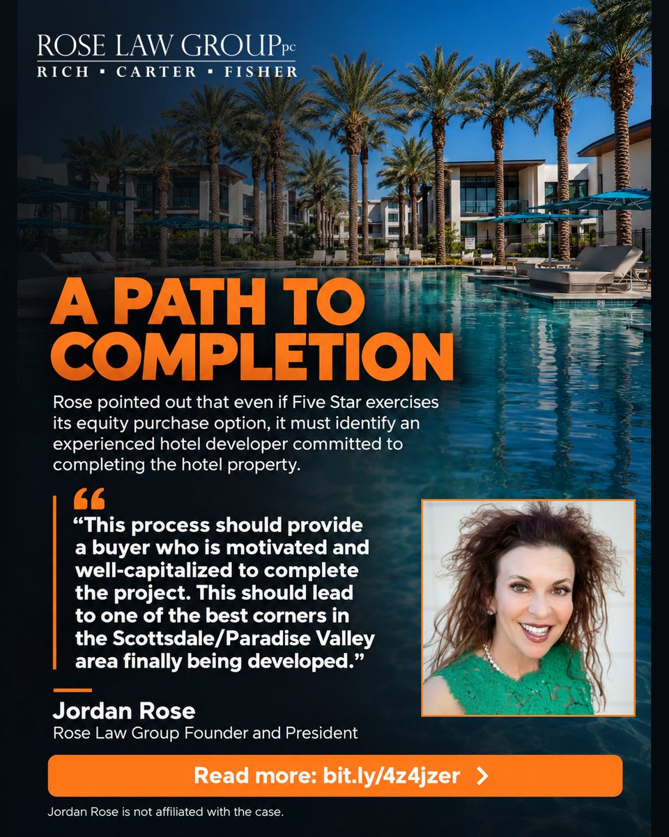 roselawgroup's tweet photo. 🏗️ Could the long-stalled Ritz-Carlton Paradise Valley project finally be moving forward? Rose Law Group Founder Jordan Rose, who is not affiliated with the bankruptcy case, spoke with PBJ about the proposed process for the high-profile property. https://t.co/2BZMf9DYJ0 https://t.co/KX3XE0gjzK