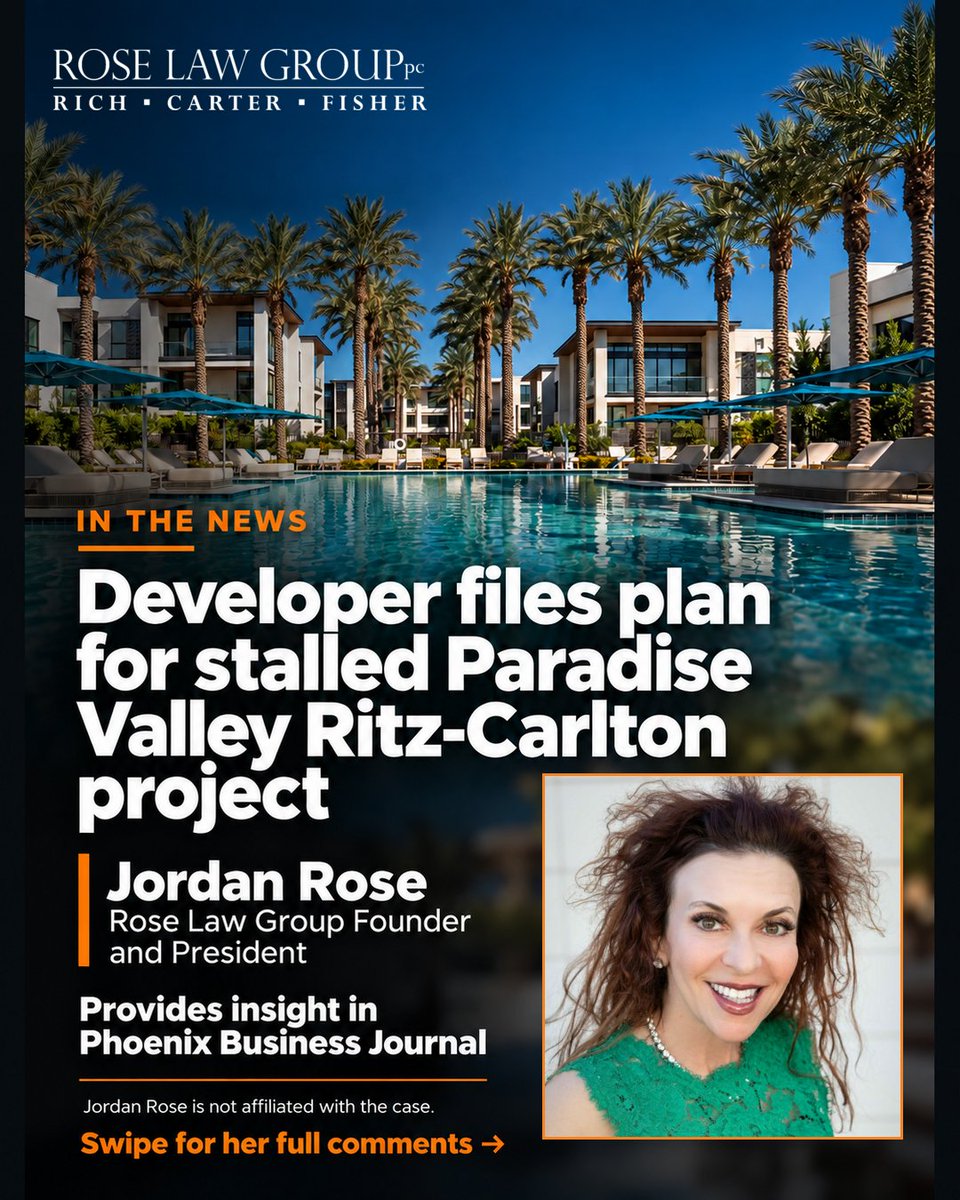 roselawgroup's tweet photo. 🏗️ Could the long-stalled Ritz-Carlton Paradise Valley project finally be moving forward? Rose Law Group Founder Jordan Rose, who is not affiliated with the bankruptcy case, spoke with PBJ about the proposed process for the high-profile property. https://t.co/2BZMf9DYJ0 https://t.co/KX3XE0gjzK