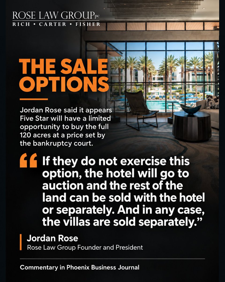 roselawgroup's tweet photo. 🏗️ Could the long-stalled Ritz-Carlton Paradise Valley project finally be moving forward? Rose Law Group Founder Jordan Rose, who is not affiliated with the bankruptcy case, spoke with PBJ about the proposed process for the high-profile property. https://t.co/2BZMf9DYJ0 https://t.co/KX3XE0gjzK