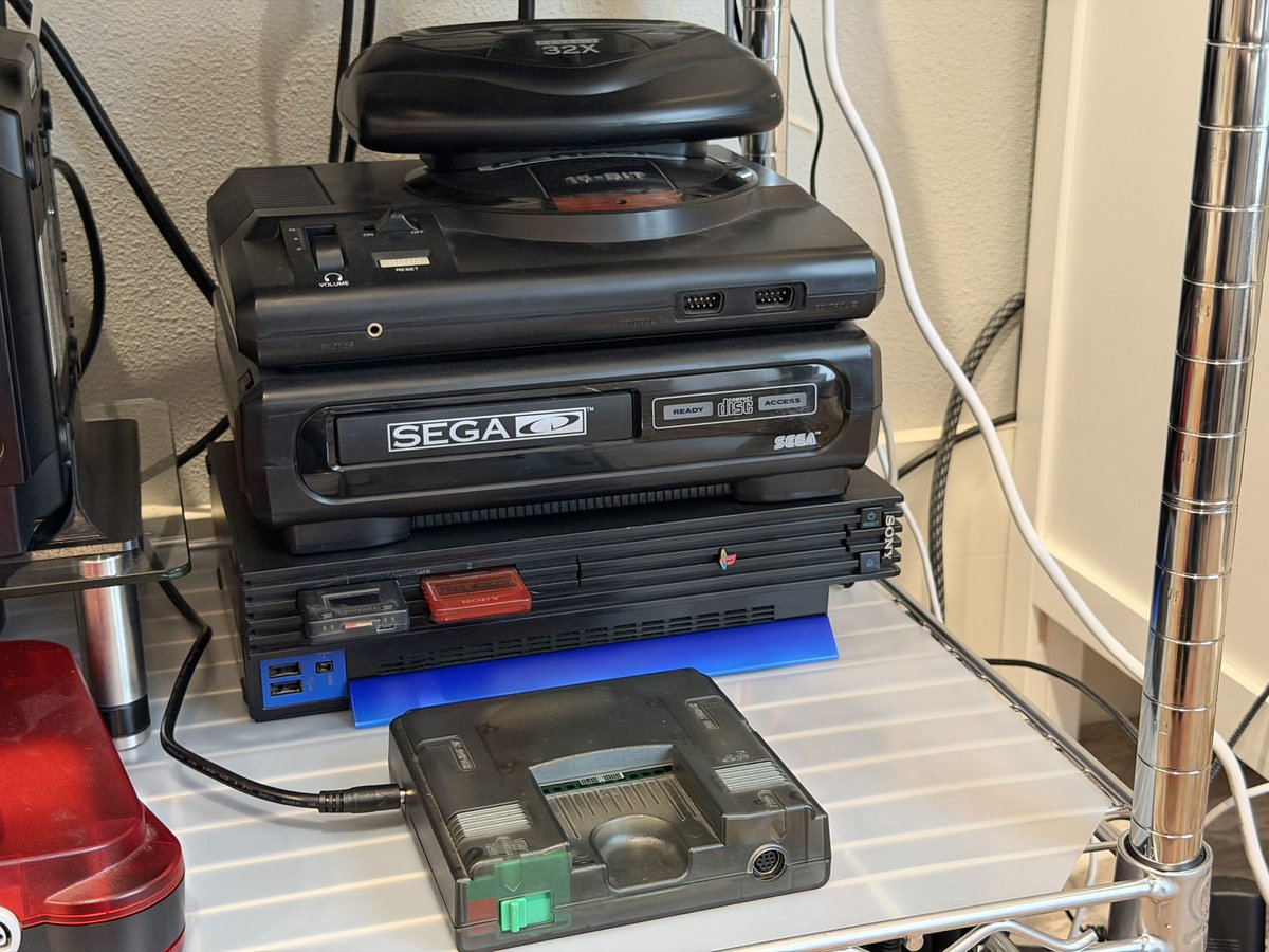 BlueShell3D's tweet photo. I woke up one morning convinced I absolutely needed to have the horizontal stand for the PS2. Life is pretty good. https://t.co/WLcJdEyg28