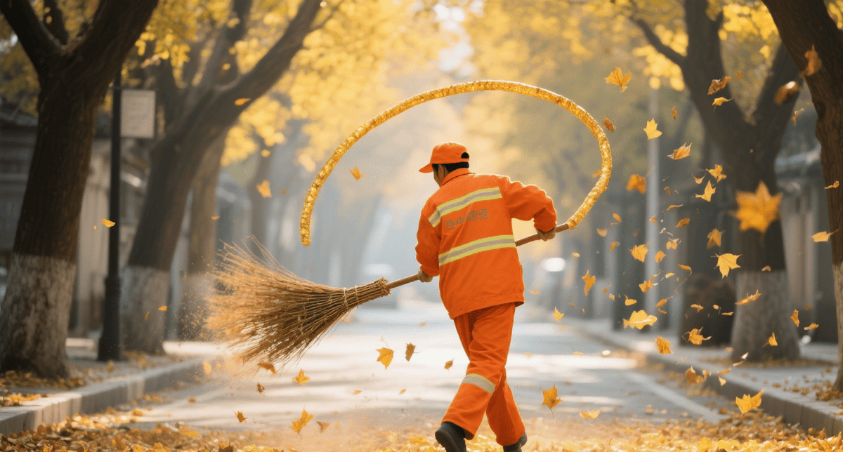 yunjuhyeong4's tweet photo. [The lazy tan broom starts its day cleaning up the garden.]， https://t.co/0FS3qbScka