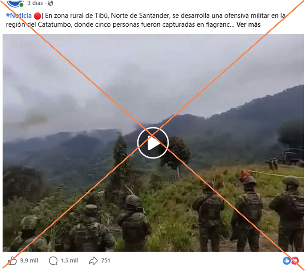 AfpFactual's tweet photo. 🇨🇴 Este video no es de la operación militar en Tibú, Colombia, en la que se capturó cinco miembros del ELN en septiembre de 2026. 

🔍 La secuencia corresponde a una ofensiva del Ejército de Ecuador contra la minería ilegal en el norte del país. 

➡️ https://t.co/9lBfmRjHga https://t.co/SfyT1J4it1