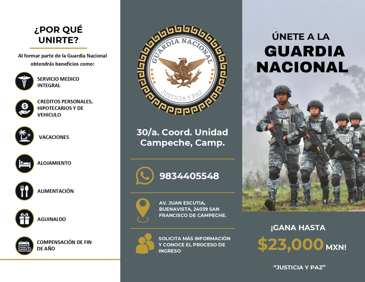 LaydaSansores's tweet photo. Si tienes entre 18 y 29 años, esta es una gran oportunidad para ser parte de la @GN_MEXICO_ y servir a nuestra Patria. Hay 100 plazas disponibles. https://t.co/77MET76d9P