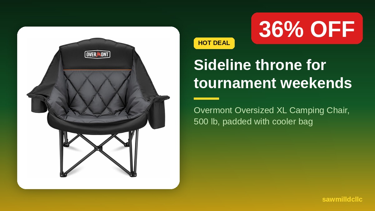 SawmillDCLLC's tweet photo. Sideline season essential: Overmont XL camping chair (500 lb) padded + cooler bag — 36% off for a limited time.

https://t.co/izan3vtYLo

#ad #SportsParents https://t.co/sn5ATaiXLB