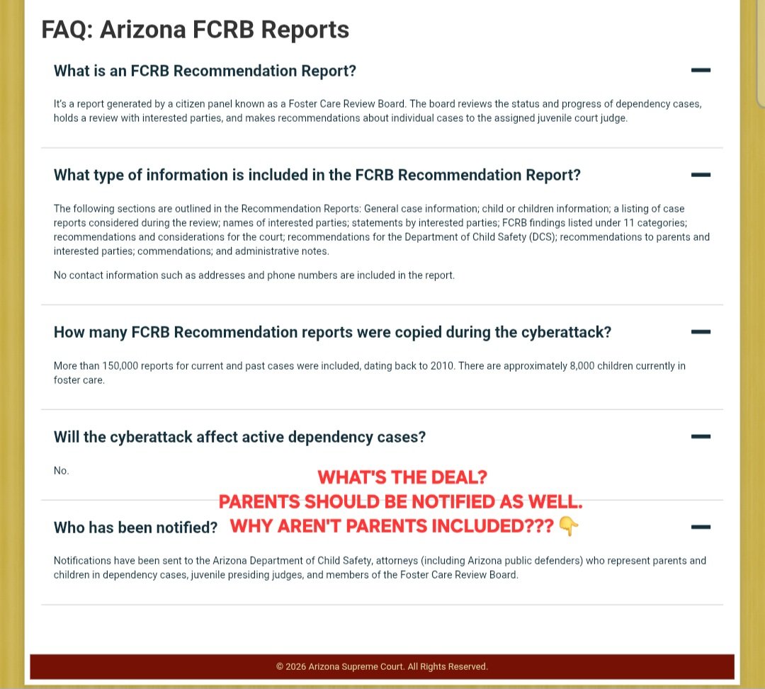 AZDCSWarriors's tweet photo. 📣 Parents don't deserve a notification from the courts re: THEIR KIDS' INFO BEING HACKED? This says alot about how corrupt AZ courts feel about parents of kids in their talons.
Courts are so concerned about us divulging info! 🤦‍♀️
@AzRepGillette @23Hst7149
https://t.co/vMjBihdfiv https://t.co/IWcIMfrB07