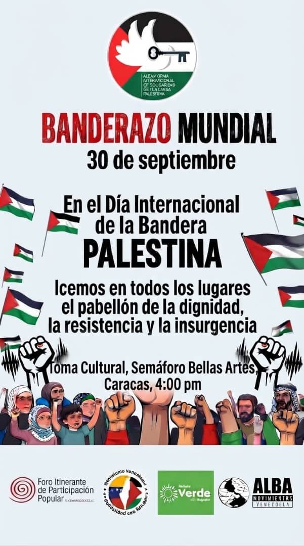 AnderiHindu's tweet photo. *Por el Día Internacional de la bandera Palestina* 

Alcemos todos nuestras voces por la soberania y la libertad de los pueblos en lucha. 

Juntemos alma y corazón por una humanidad más humana.

Miércoles, 30 de septiembre, Semáforo de Bellas Artes, Caracas, 4:00 pm. https://t.co/QnDkUaFpQR