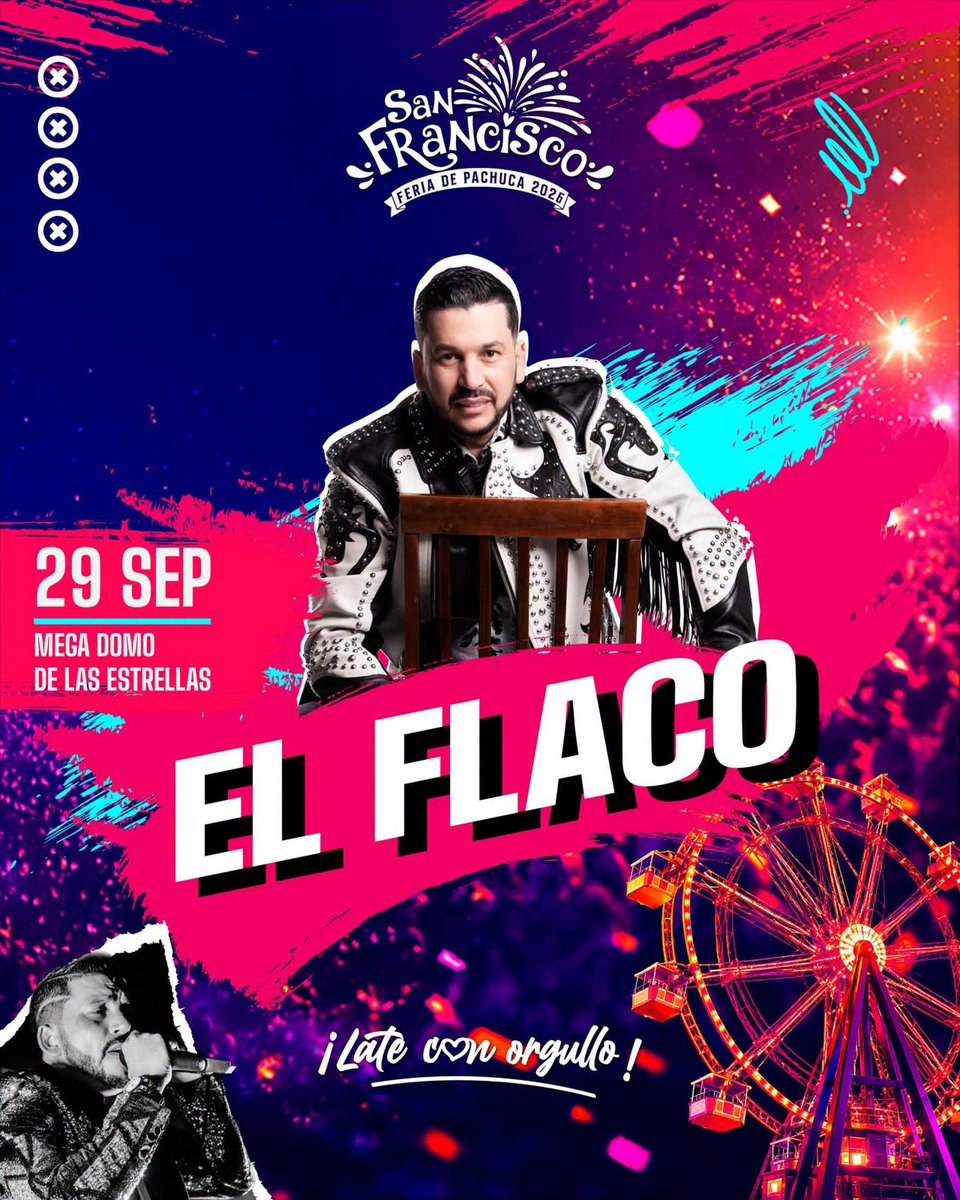 Transversal_hgo's tweet photo. 🎡🎶 ¡Hoy! No te pierdas la presentación de Luis Ángel “El Flaco” en el Mega Domo de las Estrellas de la Feria De San Francisco Pachuca Hidalgo

🔗 https://t.co/KvLT8N3Wen

#Hidalgo #Pachuca #FSFP2026 #LateConOrgullo #EnTransversal 👈🏼 https://t.co/2RUIn5GAf5