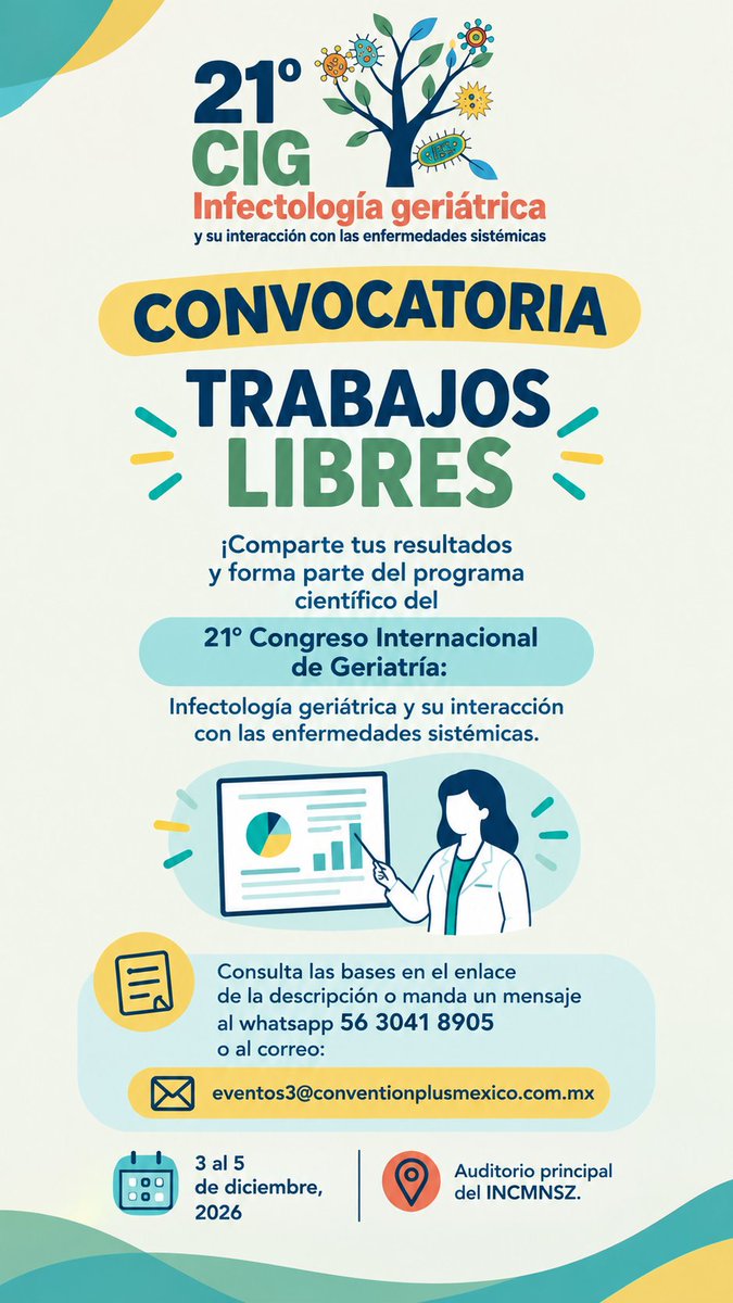 ConventionPlusM's tweet photo. Te invitamos participar en el concurso de trabajos libres durante el 21° CIG, 2026  

Revisa la convocatoria: https://t.co/k6lglg1w85 https://t.co/6Flf8op2nJ