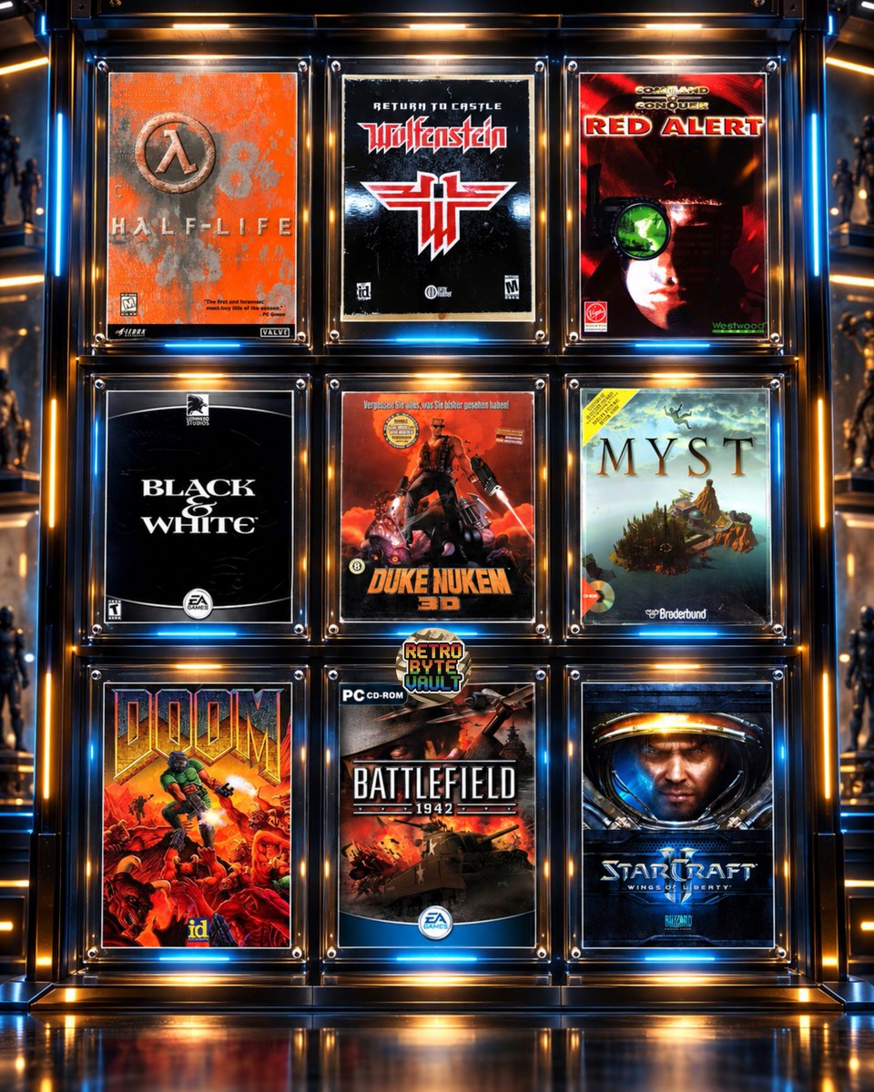 RetroByteVault's tweet photo. Part 2 of the games that made me, me.

I knew I couldn’t fit them all into one post. These are a few more that left their mark on me, games tied to different times in my life, different memories, and countless hours I’ll never forget.

Half-Life, Red Alert, Myst, DOOM, Duke Nukem 3D, Return to Castle Wolfenstein, Black & White, Battlefield 1942, StarCraft II… every one of them takes me back somewhere.