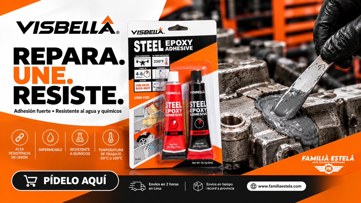 visbelladefe's tweet photo. #nadiedicenada 👀 pero una reparación pendiente sí habla. bVISBELLA Epoxy Steel: mezcla, aplica y repara.
Alta resistencia, impermeabilidad y resistencia química.
¿Tu auto está en modo #AaronGanoConElPublico? 🚗
#VISBELLA #EpoxySteel #Automotriz #Mecánica #Perú https://t.co/sZXIFvF4tO