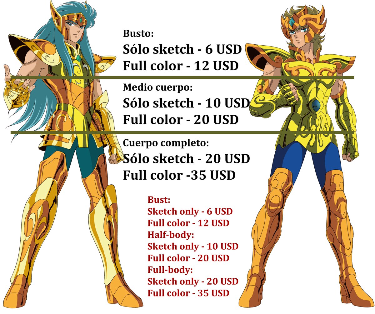 Milasukii's tweet photo. Es fin de mes y dejaré 3 slot con descuento. Envía un mensaje para consultar.
*Busto* 
Sólo sketch - 4 USD
Full color - 10 USD
*Medio cuerpo*
Sólo sketch - 8 USD
Full color - 17 USD
*Cuerpo completo*
Sólo sketch - 17 USD
Full color - 28 USD
#commission #SaintSeiya #聖闘士星矢 #聖 https://t.co/aGOlvyzziX