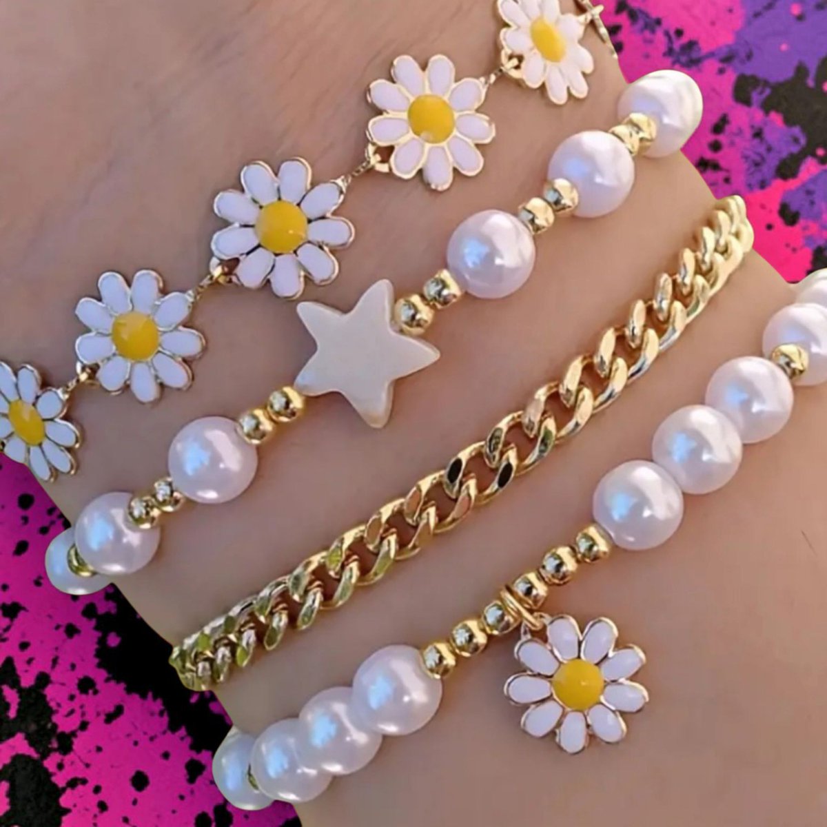 CM_Hearts's tweet photo. #Elevate your style with this stunning 4-piece set of #bracelets, each featuring a beautiful #daisy #flower and #imitation #pearl bead #design 

https://t.co/kD3crQicwK 

#ATSocialMedia #ShopQuirkyHour #bizbubble #UKGiftHour #BritHour #smm #atsocialbiz #atsocialmedia #spring https://t.co/og7j5iAZzY