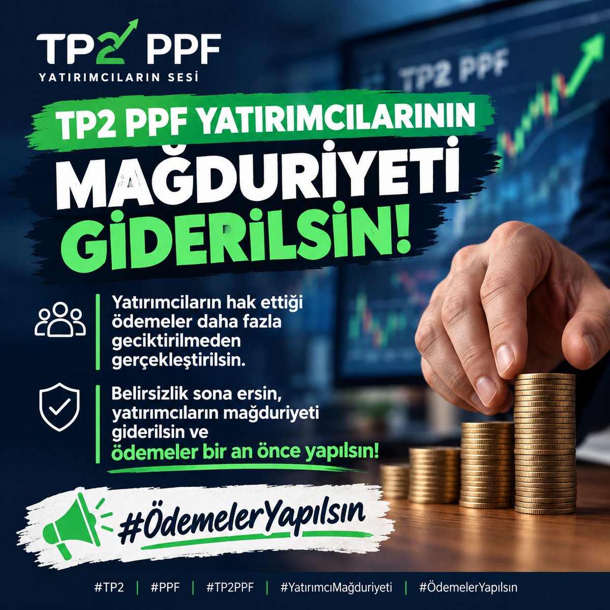 UGURK0054's tweet photo. TP2 PPF yatırımcıları olarak talebimiz açık ve nettir:

ödemeler daha fazla geciktirilmeden yapılsın. Yaşanan belirsizlik sona erdirilsin, yatırımcıların mağduriyeti giderilsin.
Düşük risk düşük kazancın karşılığı bu kayıplar olamaz
#ppftamödensin
@Akparti @_cevdetyilmaz https://t.co/HyN2f9JrKo