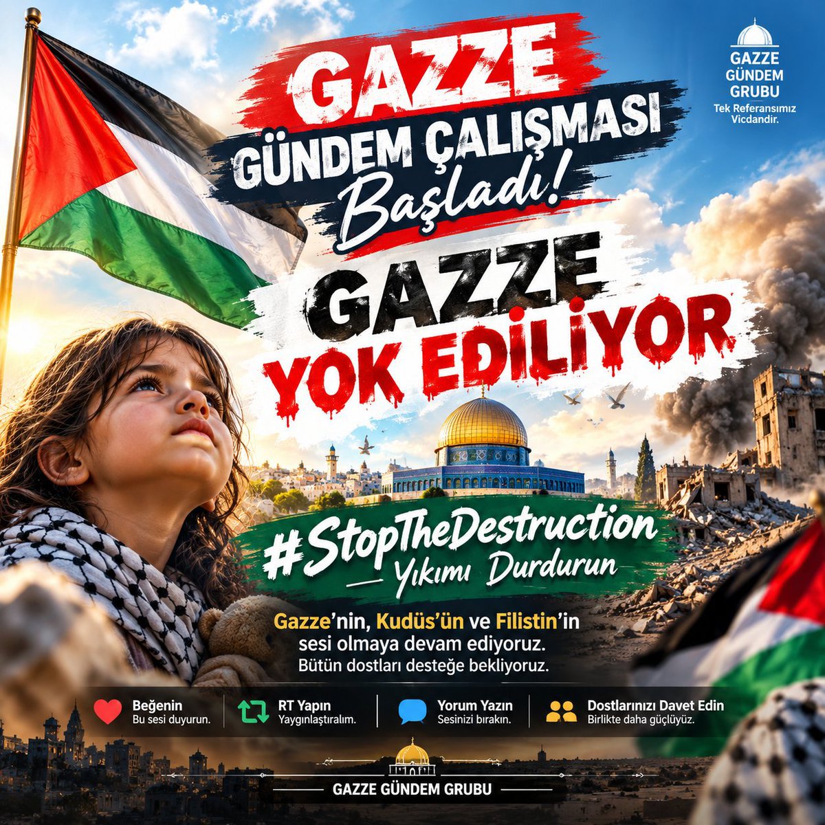 KranZmen's tweet photo. Gazze için bir twitte siz atarmısınız.

Susma ..! #Gaza

👥 GAZZE YOK EDİLİYOR
 📢 #StopTheDestruction
💬  Yıkımı Durdurun!
#StopTheDestruction https://t.co/i7SEtQSeOz