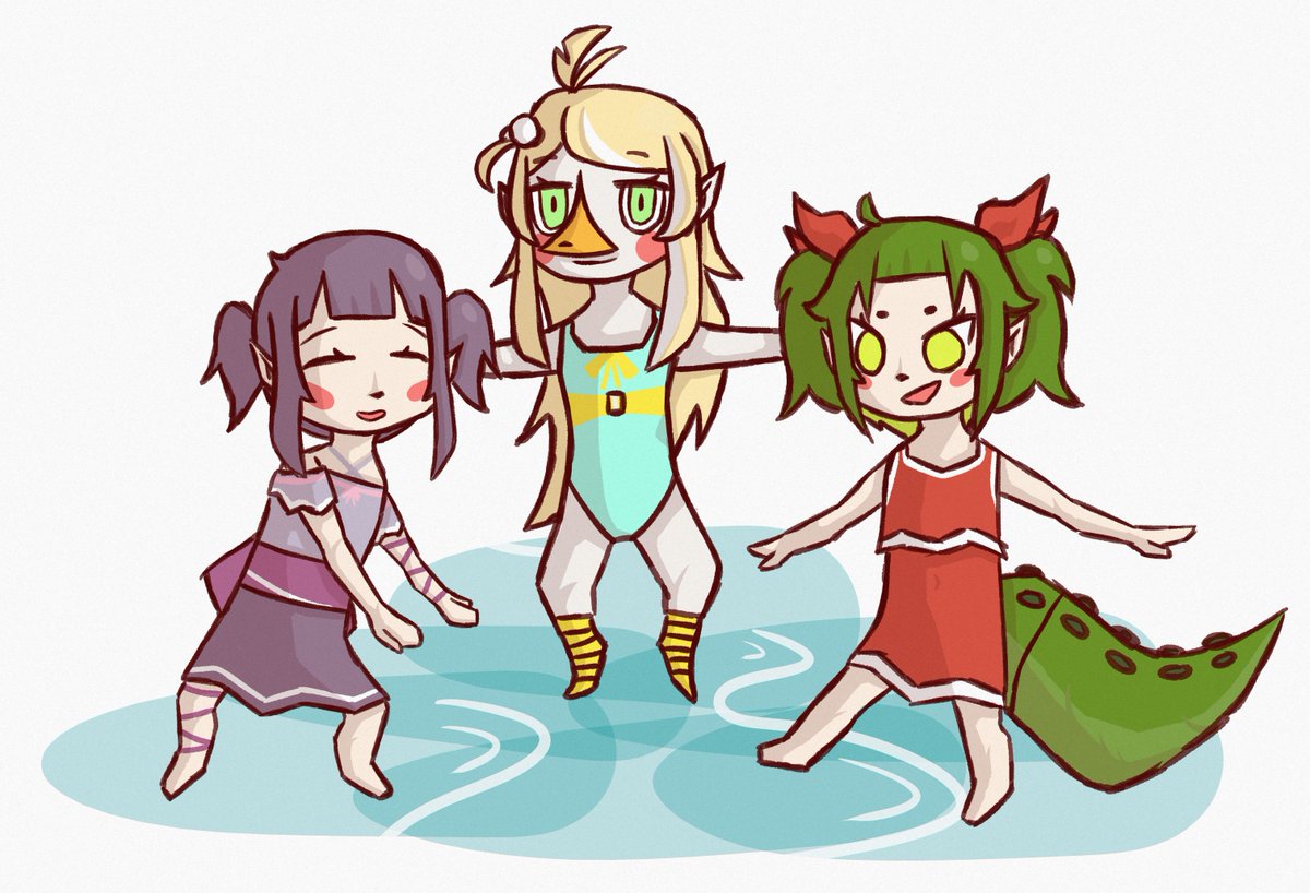 ahiin_dagar's tweet photo. #Nityart #inisline #sliceofshadow
Three grillies 🎀🐥🐊splashing in another go at the Wind Waker style🌊⛵️🌊

(Inis even got turned into Rito as a little treat) https://t.co/uTf9dSMAhh