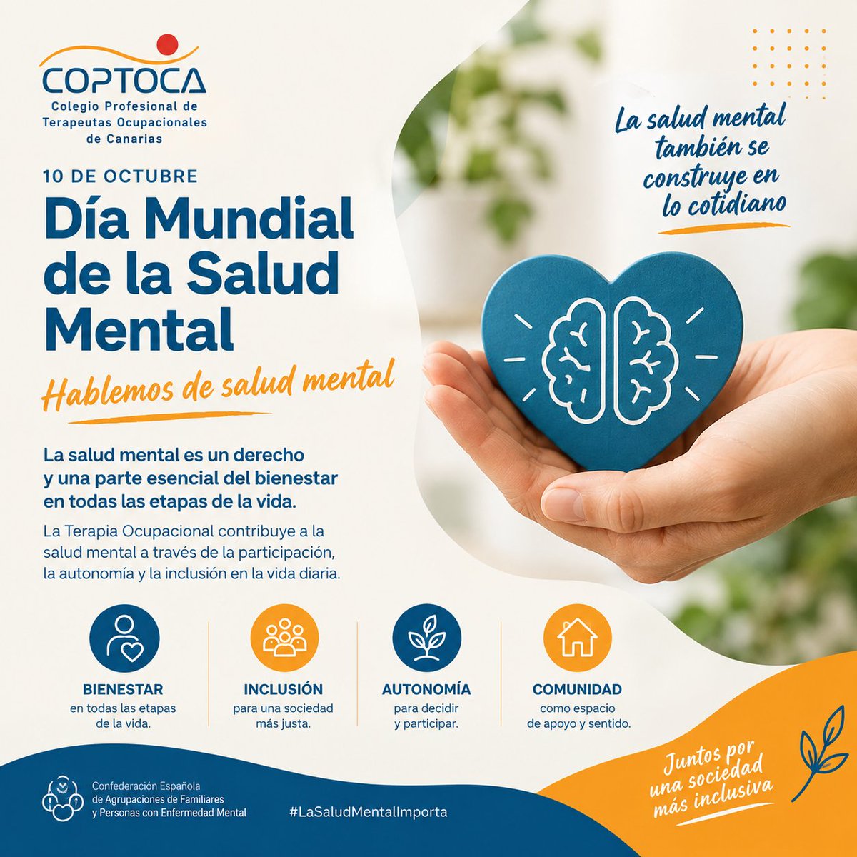 coptoca's tweet photo. Desde COPTOCA nos sumamos al lema de este año: «Haz match con tu salud mental».

La TO promueve la autonomía, la participación, la inclusión y el bienestar, acompañando a las personas en la construcción de vidas significativas.

#COPTOCA #SaludMental #HazMatchConTuSaludMental #TO https://t.co/DkiELaR1mb