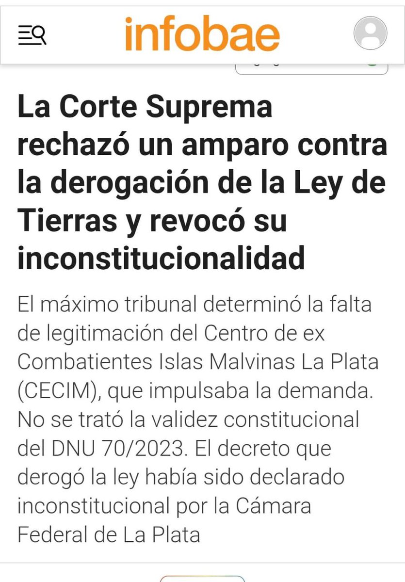 puellaok's tweet photo. La Corte convalidó por vía procesal la derogación de la Ley de Tierras por decreto. El Senado lo había rechazado gracias a la lucha y la presión social en las calles, pero la Justicia le abre el camino a Milei para entregar lo que es de todos.
Él y sus cómplices no pueden hacer lo quieren.
La Patria No se vende!