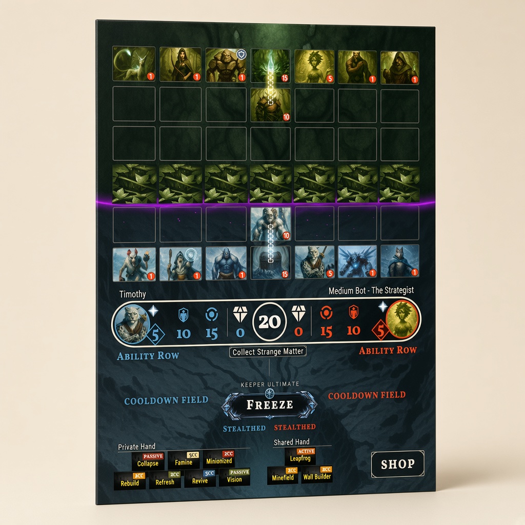 MavMasterminds's tweet photo. Chess with superpowers on a 7×7 board. Build your army, manage Strange Matter, outplay your opponent. Free on App Store and Google Play.