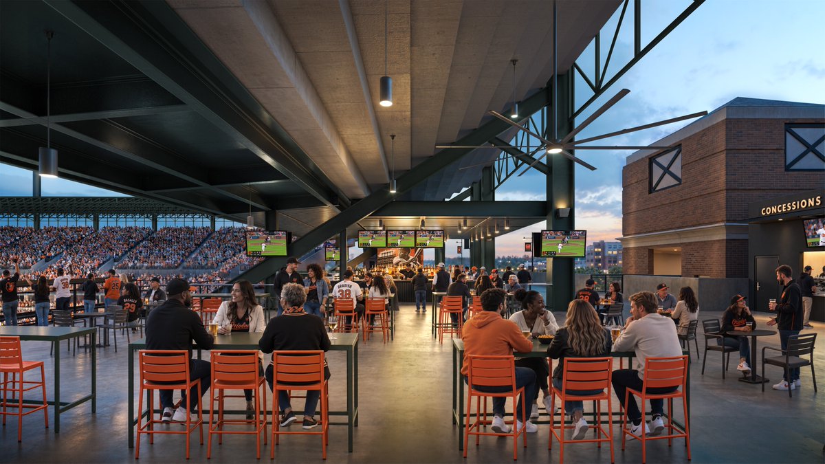 Orioles's tweet photo. A new way to experience The Yard is coming 👀

We're opening a brand-new social space in the left field upper deck next season, featuring a central bar, drink rails, standing-room views, diverse concession options, gathering areas, and more.

This new space will be open to all ticketed fans 🙌

Learn more ➡️ https://t.co/CsfasaD3se