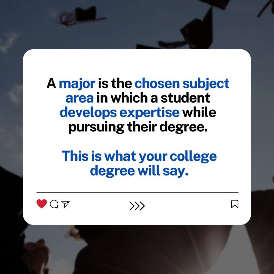 CCC_Success's tweet photo. Planning for college? Know your major from your minor!🔍 
Not sure what each one means? Swipe for a quick guide to help you understand the difference!📚
#collegecommunitycareer https://t.co/Pvl2dOvrB6