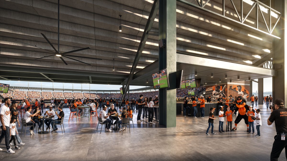 Orioles's tweet photo. A new way to experience The Yard is coming 👀

We're opening a brand-new social space in the left field upper deck next season, featuring a central bar, drink rails, standing-room views, diverse concession options, gathering areas, and more.

This new space will be open to all ticketed fans 🙌

Learn more ➡️ https://t.co/CsfasaD3se