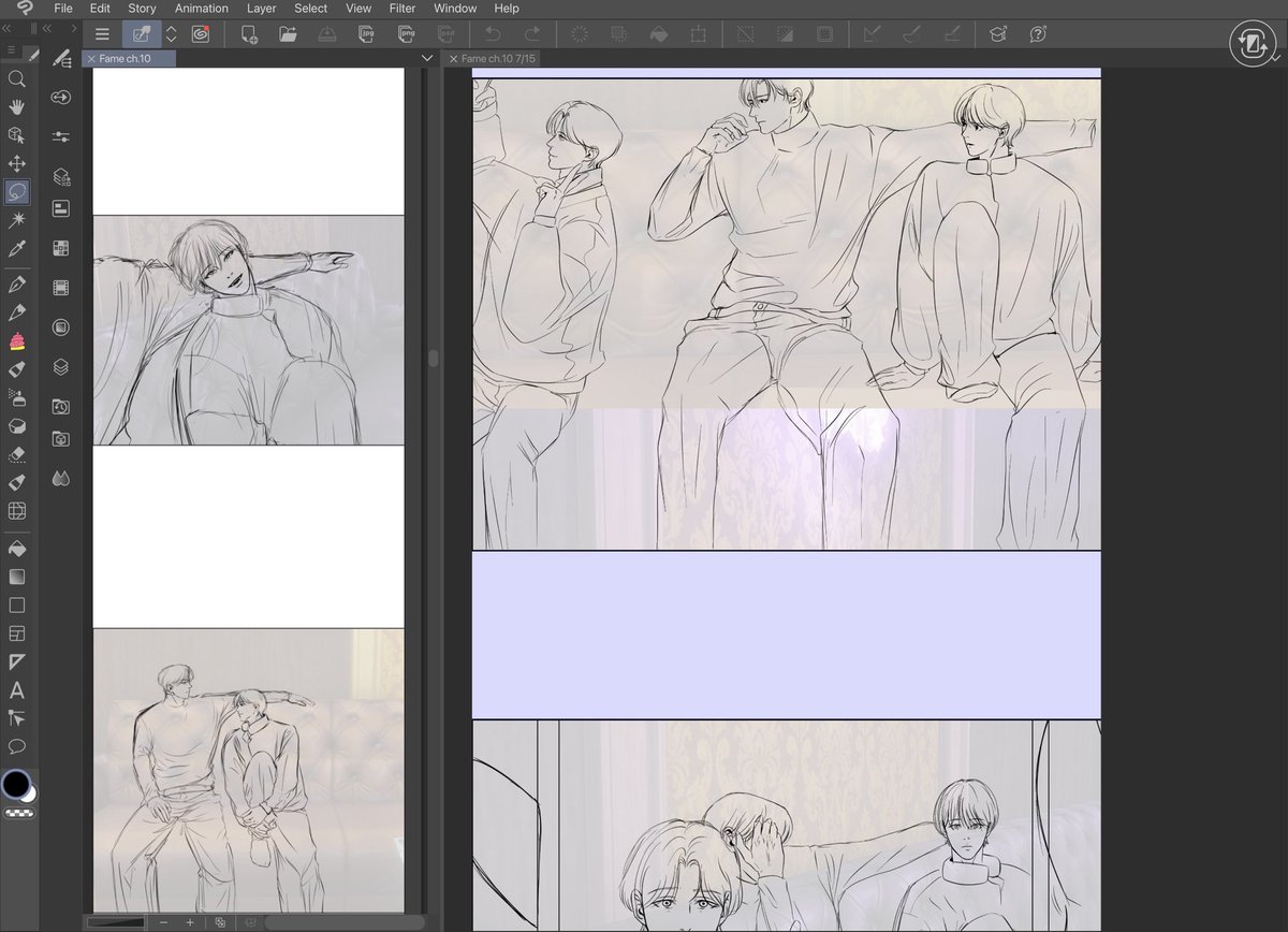 tsukine_l's tweet photo. I didn’t expect this chapter to take me this long to finish..but it’s definitely worth the wait 😗

#beyondfame #manhwa #sketch #yaoi https://t.co/QMBHNa9zuh
