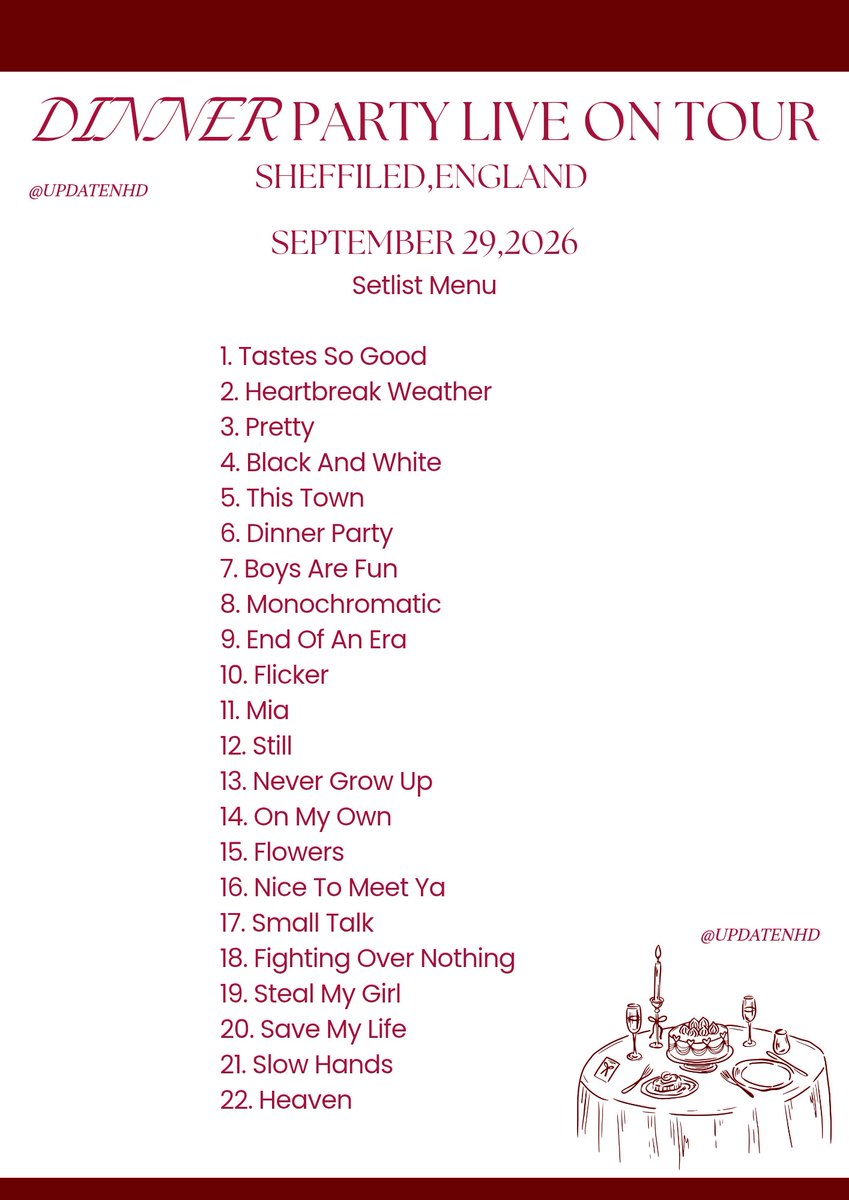 UpdateNHD's tweet photo. Setlist for tonight show #DPLOTSheffiled https://t.co/wIWsUv2O6h
