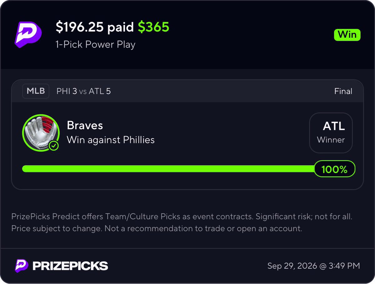 TheBetsGuy's tweet photo. Cash the 2U Banger posted in DubClub ✅✅
We took the Braves ML when they were losing 0-1 to grab hella value ! 

For all my ML plays tap in 📲📲 https://t.co/HPUbZjHqQ0