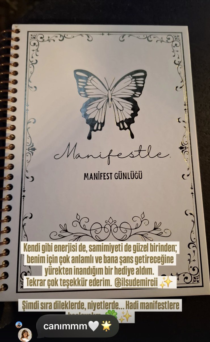 dreamblur5's tweet photo. İlsu gifted her stylist this manifestation journal 🥹🦋 now she’s manifesting with it… how cute is this 🫶
#Arafta #IlsuDemirçi https://t.co/rPAMhIl5Xs